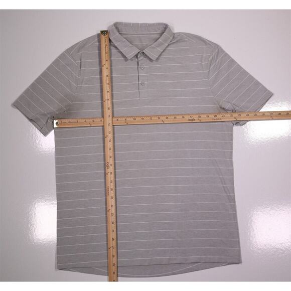 Lululemon Evolution Gray Striped Performance Golf Polo Shirt Men's Large - Picture 4 of 6